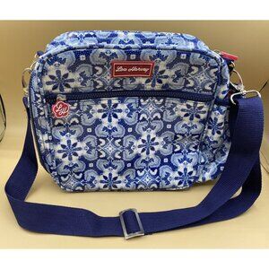 Lou Harvey Multi-Function Lunch Travel Diaper Bag Blue Floral Indigo Pattern